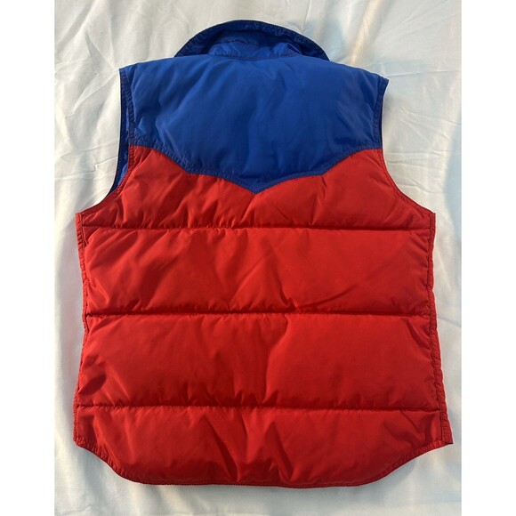 Vintage Beconta 70s Down SKI VEST red and blue snap front unisex adult S - Picture 6 of 9